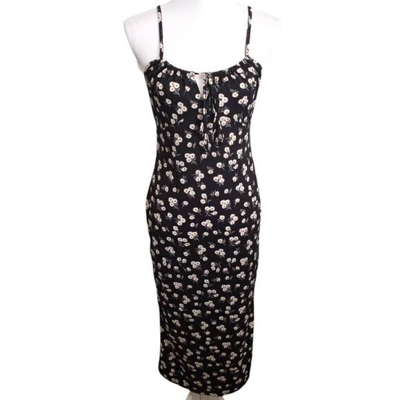 BEROZA BLACK & CREAM FLORAL BODYCON MIDI DRESS SZ.M EUC.  WORN ONLY 1X - Picture 4 of 11
